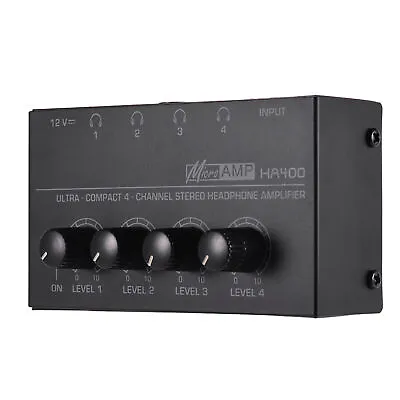 HA400 Ultra-compact 4-Channel Mini Audio Stereo Headphone Amplifier US Plug P0I0 • $15.03