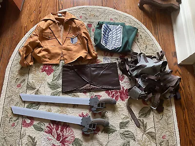 Attack On Titan Scouts Regiment Costume With Pair Of Think Geek Swords - Size M • $150