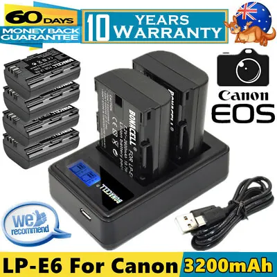 3200mAh LP-E6 Battery / USB Dual Charger For Canon EOS 5D Mark II III 6D 7D 80D • $76.99