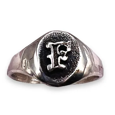 Vintage Initial Letter F Signet Oxidized 925 Sterling Silver Child Ring Size 3 • $45.12