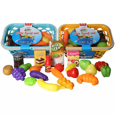 22 Pieces Play Food Set Fake Food Toys Grocery Shopping Role Play Kid Toy Gift • £12.95