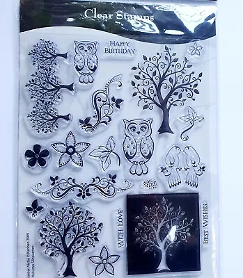 Kanban Clear Stamp Set Birds And Trees 20 Stamp Set But One Stamp Is Missing • £0.99