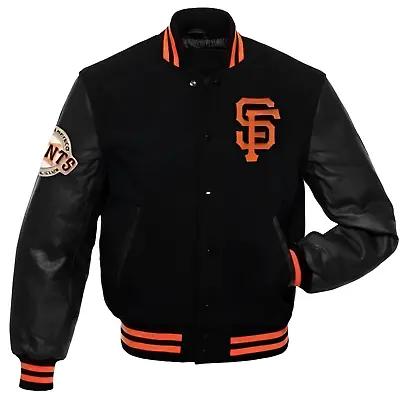 San Francisco Giants Letterman Varsity Jacket With Genuine Leather Sleeves • $99.99