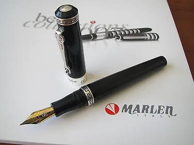 Marlen Odyseus Black Fine Steel Nib Fountain Pen Mint • $125.46