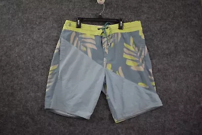 Volcom Slingers Swim Trunks Men 32 Green Blue Board Shorts 5  Inseam • $18.98