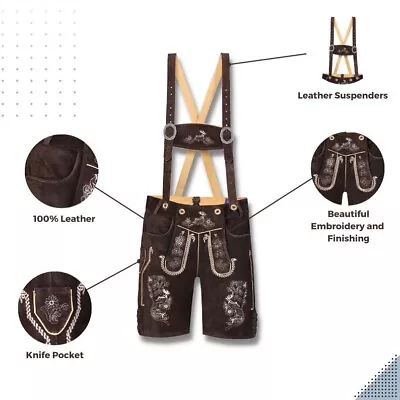 Quality Wears USA Authentic Men Oktoberfest Lederhosen Men Bavarian Shorts • $99.99