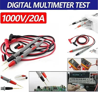 Multimeter Test Leads For Fluke Meter Electrical Alligator Clip Probes 1000V 20A • $8.99