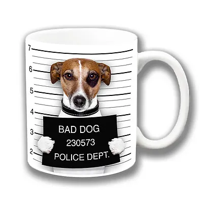 Funny Jack Russell Dog 10oz Ceramic Coffee Tea Mug Bad Dog Jail Mug Shot Photo  • £10.95