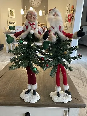 Christmas Mr & Mrs Santa Claus Dolls Figures Tree Body 19 Inch Tabletop • $24.99