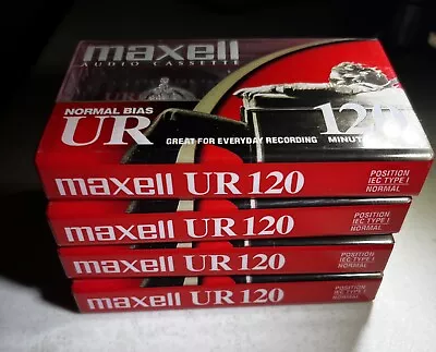 Maxell Normal Bias UR 120 Minutes Audio Cassette Tapes Lot Of 4 - SEALED • $24.99