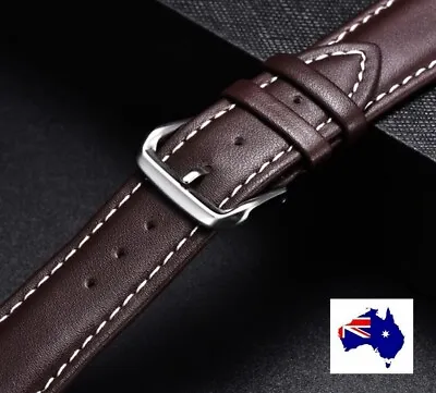$29.99 • Buy Classic Style Calf Skin Real Genuine Leather Watch Band Strap Black Brown CS1