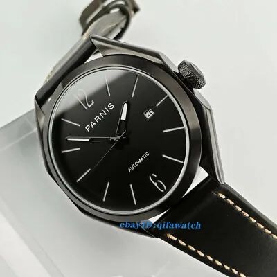 $115 • Buy Parnis 43mm Black PVD Luminous Sapphire Glass Miyota 821A Automatic Men's Watch 