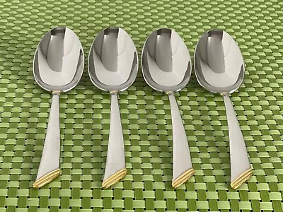 Mikasa ECLIPSE GOLD Stainless 4 Place/Oval Soup Spoons 18-8 Glossy Flatware B87G • $30.95