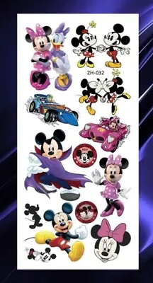 MICKEY AND MINNIE MOUSE Themed Temporary Tattoos Girls Boys Fun Transfers Toys  • £2.95
