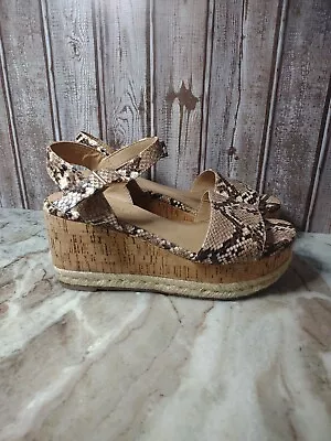 Michael Michael Shannon Womens Libby Wedge Open Toe Sandals Shoes Faux Snakeskin • $24.40