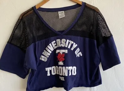 PINK Victoria's Secret University Of Toronto Cropped Jersey Shirt Large Blue • $17.99