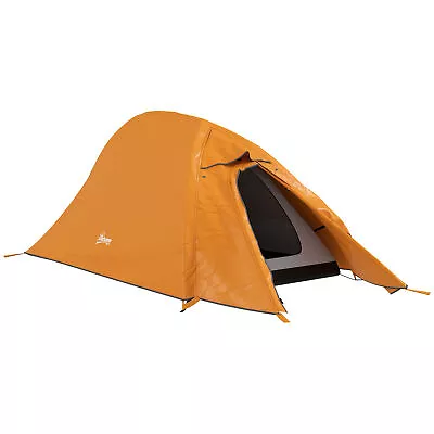 Outsunny Double Layer Camping Tent For 1-2 Man 2000mm Waterproof Orange • £49.99