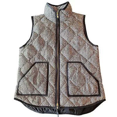 J. Crew Factory Black And Tan Herringbone 60% Down Puffer Vest M • $30