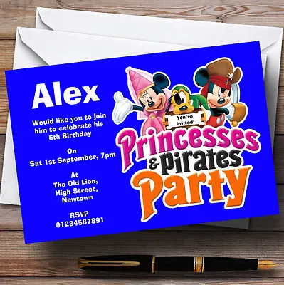 £37.95 • Buy Boy's Blue Pirate And Princess Theme Personalised Birthday Party Invitations