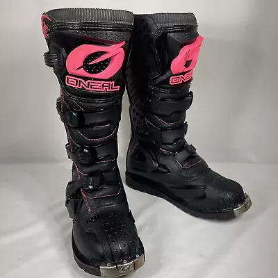 O'Neal Womens Rider Offroad Motocross Boots Black Pink Size 8 0325-708 Ladies • $71.20