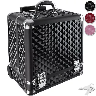 ALU COSMETIC TROLLEY VANITY BEAUTY CASE MAKE UP JEWELLERY BAG BOX LUGGAGE Used • £35.99