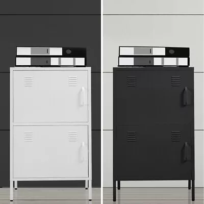 Vertical Metal Filing Cabinet 2 Doors 4 Shelves Furniture Office Storage Unit • £95.95