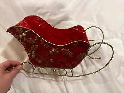 NEW Without Box Red And Gold Metal Sleigh Decoration • $10