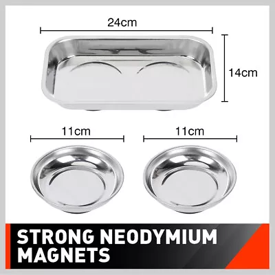3x Magnetic Tray Stainless Steel Bowl Machine Repair Storage Tool Parts Holder • $18.80