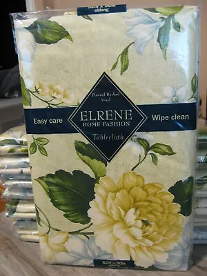 Elrene 52  X 90  Oblong Vinyl Tablecloth With Backing / Floral Green • $13.96