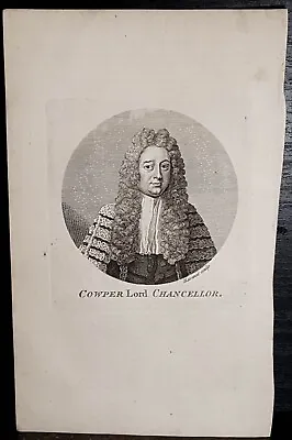£19.20 • Buy 18th Century Bust Of William Cowper, 1st Earl Cowper, Line Engravings.