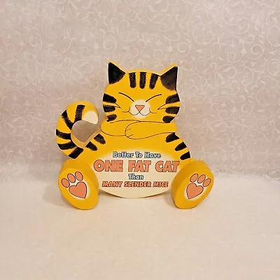 Vintage House Of Lloyd Yellow Fat Cat Wall Sign  Decor  Kitty Gift Cute • $23