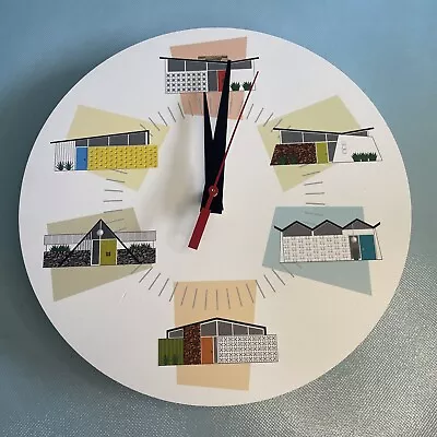 10” WALL CLOCK - DESTINATION PSP Mid Century Homes Houses MCM - WORKS • $34.99