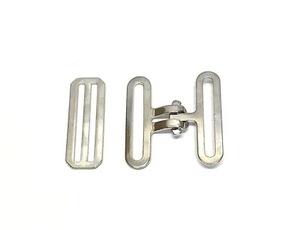 New 2 /50mm Nickel Surcingle Clip Sets Male Female 3 Bar Slides Horse Rug Repair • £3.95