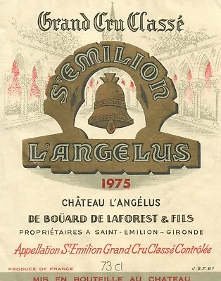 1970's-80's Chateau L'Angelus Grand Cru French Wine Label VTG 1975 Original A374 • $11.97