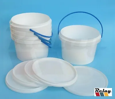 5 X 500ML Plastic Paint Container Storage Buckets With Lids & Handle • £12.32