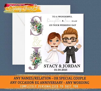 Personalised Wedding Day Card Initials Son Daughter In Law Bride Couple Groom • £2.95