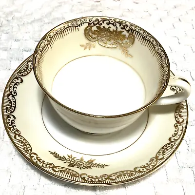 VTG Gold Trim Fantastic NORITAKE JAPAN Tea Cup Saucer Set Hand Painted Art Deco  • $35