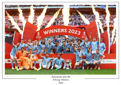 Man City FC 2023 FA Cup Winners Poster Print Souvenir Gift A3/A4 • £6.99