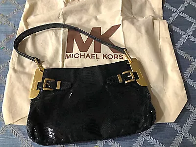 Michael Kors PYTHON Black Bag With Gold Detail Beautiful Rare • $99