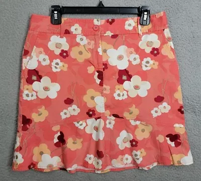 Loft Floral Mini Skirt	Size 10 Orange Mod Stretch A Line 60s 70s Retro Style • $14