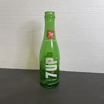 Vintage 7-Up Green Glass Beverages Soda Pop Bottle 7 Fl. Oz. • $7
