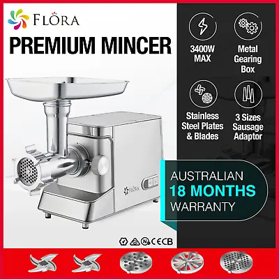 $162.95 • Buy Flora Max 3400W Electric Meat Mincer Sausage Filler Stuffer Kibbe Maker Machine