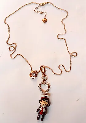 RARE Betsey Johnson Nautical Monkey Necklace - Moving Arms Legs - NICE • $36