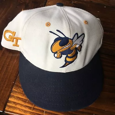 Georgia Tech Yellow Jackets Hat Snapback Vtg 90s Proline Baseball White GT • $24.99