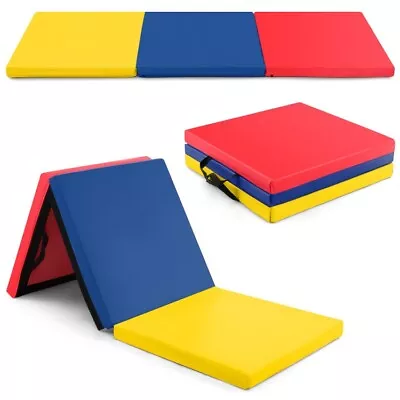 6'x2' Tri-Fold Gym Gymnastics Exercise Mat W/ Handles & Removable Zippered Cover • $48.99