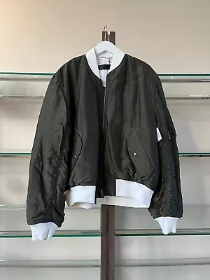 Haider Ackermann  Clasdic Bomber Jacket In Cornwalls Khaki / Ivory  BNWOT M • $1250