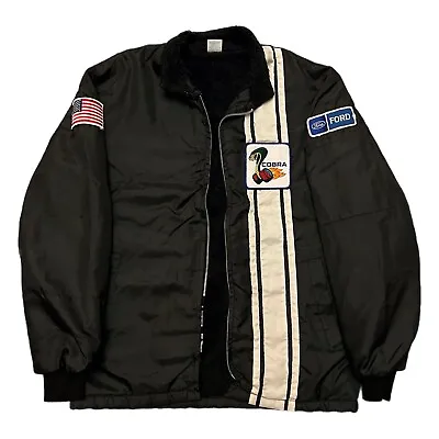 Vintage 80’s Ford Mustang Cobra Shelby Fur-Lined Racing Jacket MADE IN USA S • $119.99