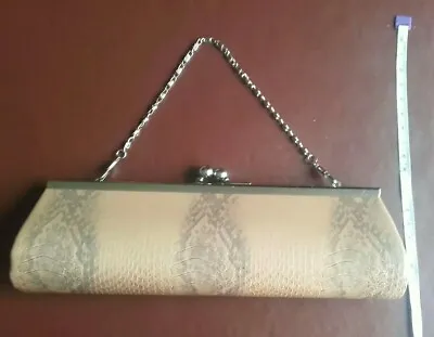 Beige Animal / Crocodile Skin / Print Clutch Bag With Removable Chain Handle. • £7.80