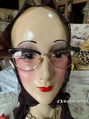 1950s Vintage Hard To Find  Cat-Eye  Woman’s Eye Glasses Dark Brown Frame • $48