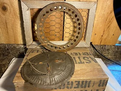 Lot Of 2 Antique Stove Pipe Vent Cover & Round Heat Grate Register Ring • $23.99